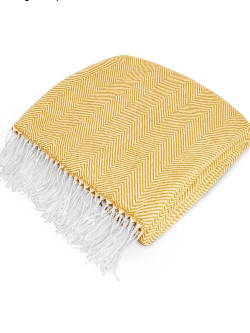 Yellow Herringbone Faux Cashmere Lightweight Throw